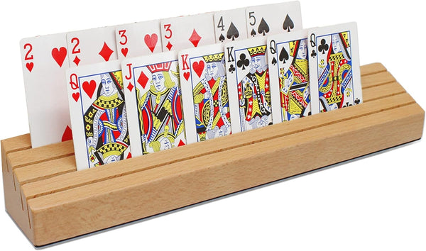Large Wooden Playing Card Holders Tray, Organizer for Kids Seniors Adults, Premium Solid Beechwood, Best Gifts
