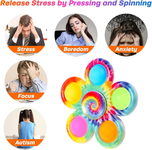 Fidget Spinners Toys 4 Pack, Sensory Spinner Toys for Kids and Adults, Stress Relief Products