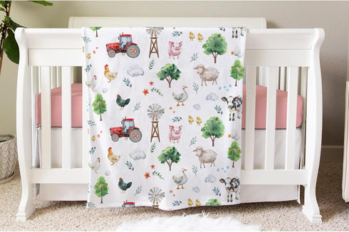 SqtmuHLuo 60x80inch Farm Animals Baby Blanket for Boys Girls Neutral Farm Pig Sheep Cow Chicken Duck Newborn Nursery
