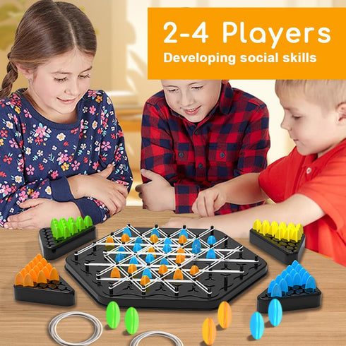 Agaommio 2 4 Triangle Chain Strategy Board Game, Geometric Chess Puzzle Games, Chain Triangle Chess Game with Rubber