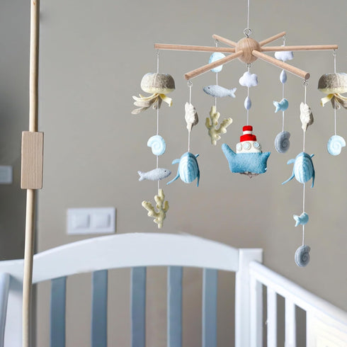 DIY Baby Mobile Kit, Hanging Frame Hanger for Crib, Decorative Natural Wooden Wind Chime Equipment for Infant Boy Girl