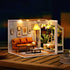 1:24 TuKIIE DIY Miniature Dollhouse Kit with Furniture, Scale Creative Room Mini Wooden Doll House Accessories Plus