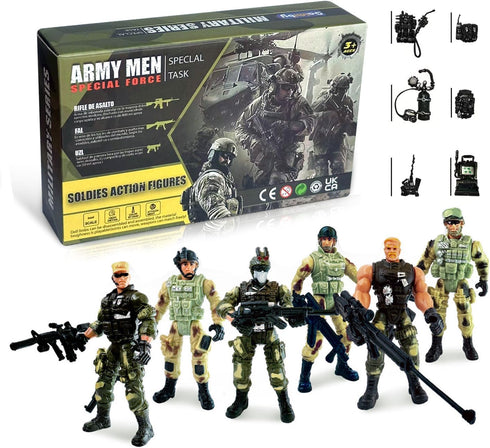 Baimiby 6 4-7, Army Men Toy Soldiers, Pcs Army Men Action Figure for Boy US Army Men and SWAT Team Toy with Military