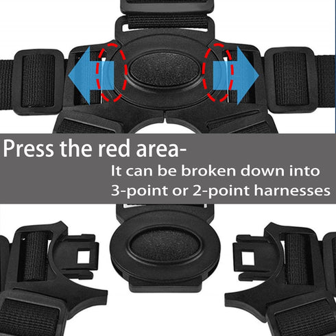 5 Universal Point Harness Strap, Adjustable Harness Belt, Safety Harness Seat Belt for High Chair/Pushchair/Stroller