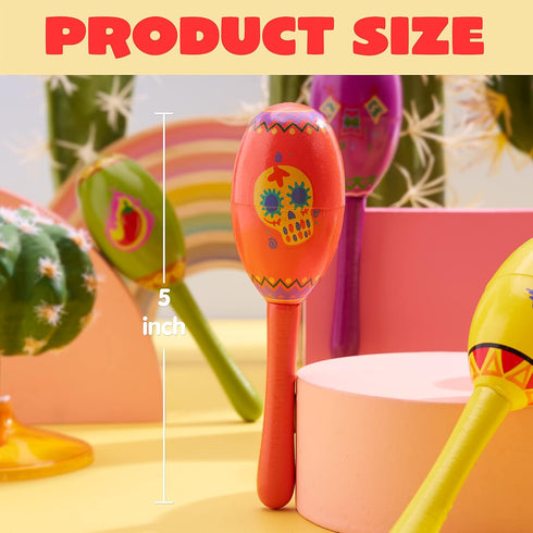 24 JOYIN Pcs Cinco De Mayo Mini Wooden Maracas Musical Party Favors for Birthday Party Favors, Mexican Fiesta