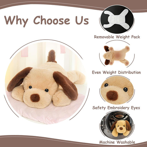Pack 21.5 Inches, 2.3 lbs WEIGEDU Weighted Puppy Dog Stuffed Animal Plush Toy for Kids and Adults with Embroidered Eyes