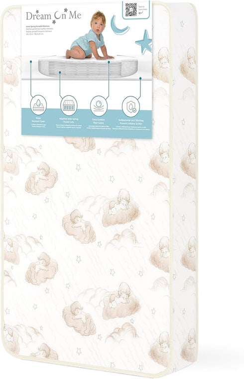 Dream On Me 3 inch Spring Coil Portable Crib Mattress | Greenguard