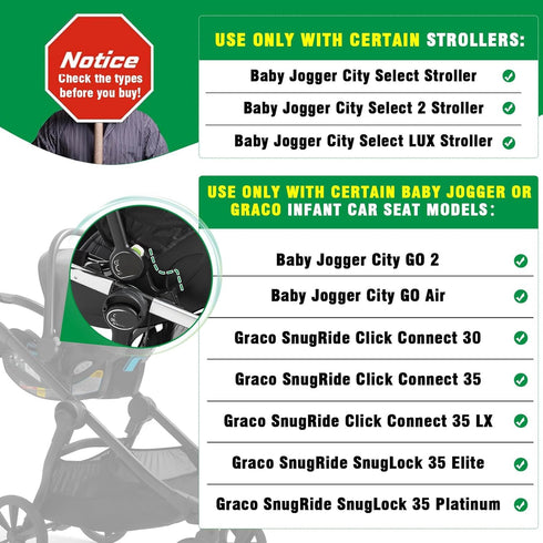 Hiumtree Car Seat Adapter for Stroller Compatible with Baby Jogger (City Go/City Select) & Graco Car Seats City Select