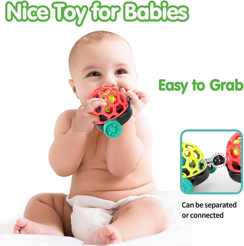 Baby Toys Train, Infant Toys 6-12 Months, Soft Ball Rattles and Musical Push Car Truck for Toddlers