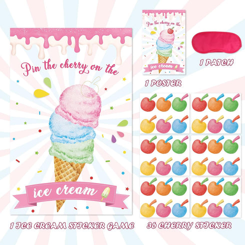 36 Hooqict Pin The Cherry On The Ice Cream Game Birthday Party Games for Kids Ice Cream Theme Party Decorations