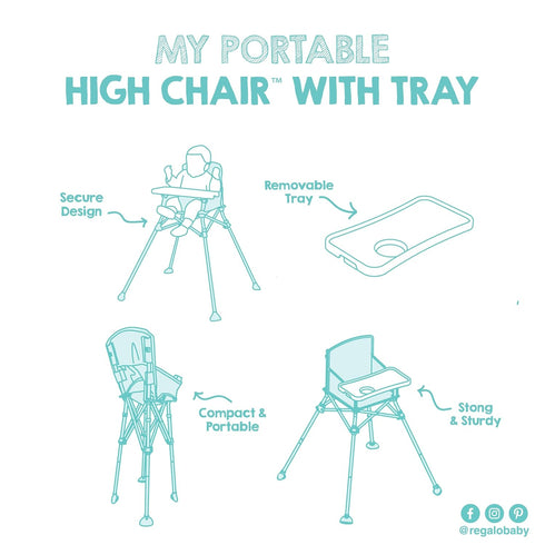 Regalo My Portable High Chair, Foldable High Chair for Babies & Toddlers, Indoor/Outdoor Baby Chair, Travel High Chair