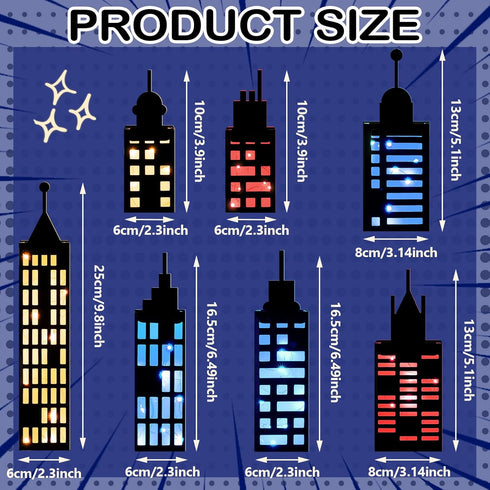 15 Pcs Hero Party Favor Boxes, Skyscraper 3D City Box Skyline Buildings, Hero Theme Centerpiece Decorations for