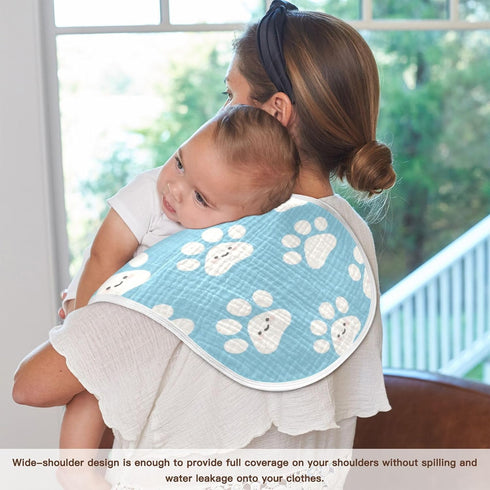 decor gift 4 Pack 22x11in Cotton Burp Cloths Soft Touch Cute Cartoon White Paw Prints Feed Cloth for Unisex Newborns