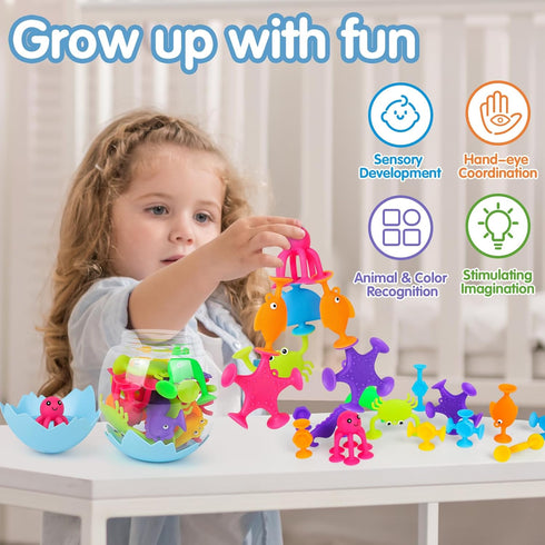 100PCS Set, Randomly Suction Cup Toy Multiple Styles Sent, Surprise Matching, Rich Styles, Bright Colors, Bath Toys