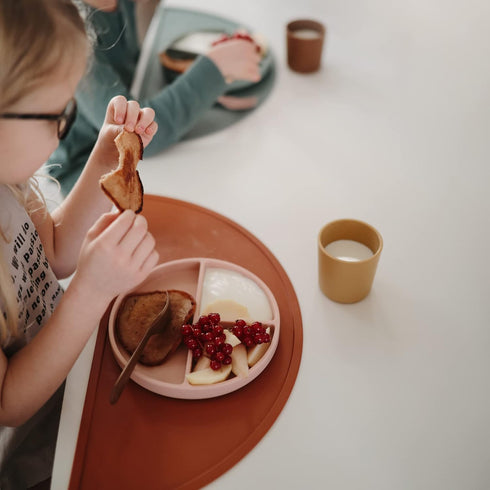 mushie Silicone Suction Plate, BPA-Free Non-Slip Design, Blush