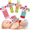 SSK Soft Baby Wrist Rattle Foot Finder Socks Set, Cotton Plush Infant Toys for Newborn Boy Girl 0-18 Months