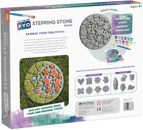 MindWare Paint Your Own Stepping Stone Kit - Mosaic Moon and Stars - Kits Include Paint and Brushes
