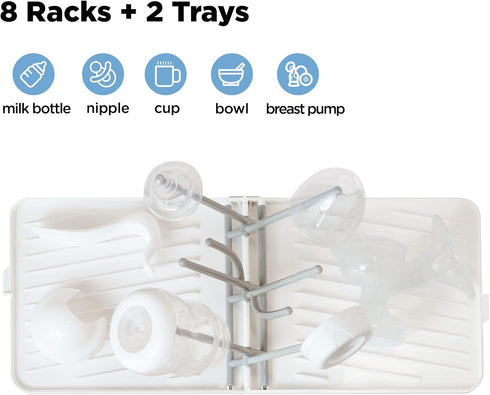 YOTIME Baby Bottle Drying Rack with Drainer, Foldable & Space Saving Drying Rack for Baby Bottles, Nipple