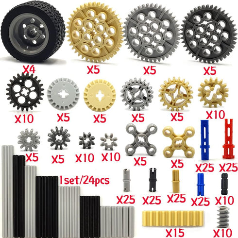 dspitwod Sets 8-14 Technical Gears Axle Pin Connectors - Rubble Wheels Connectors Rack Gear Screw Track Building Brick