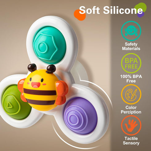 3PCS Suction Cup Spinner Toys for 1-2 Year Old Boys, Sensory Spinning Toys for Toddlers 12-18 Months, Baby Gifts