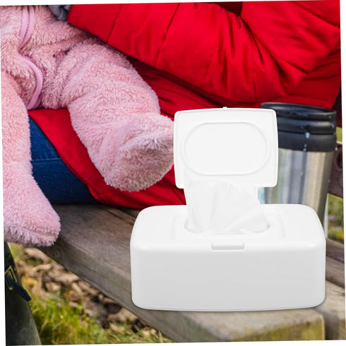 Ipetboom 6.69X4.13X2.36In Baby Wipes Dispenser Refillable Wet Tissue Holder with Nonslip Base and Dust Cover Portable