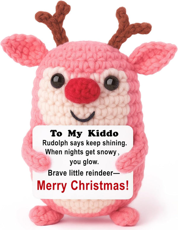 Stocking Stuffers for Teen Girls Mini Crochet Reindeer Plush with Story Pun