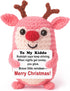 Stocking Stuffers for Teen Girls Mini Crochet Reindeer Plush with Story Pun