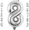 40 Inch Large Silver Number 8 Balloon – Jumbo Mylar Foil Helium Balloon for Birthday, Graduation, Wedding, Baby Shower