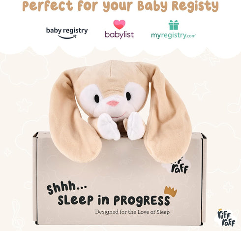 Riff Raff Baby Sleep Toy Soother - Musical Plush Bunny with White Noise & Lullaby - Lovey Security Blanket for Newborns