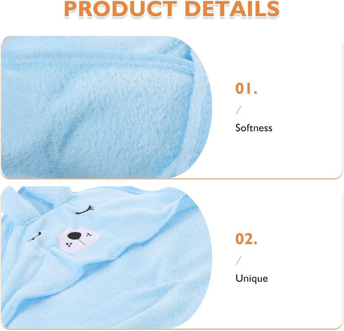 HONITANO 4pcs 31x31 Inch Hooded Baby Bath Towels - Soft Coral Fleece Animal Design Newborn Towels Essentials - Ultra