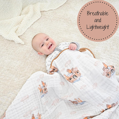 100% 47 47 Inches, 6 LollyBanks Muslin Baby Blanket, Cotton Baby Quilt for Boys and Girls, Large x Layers Soft