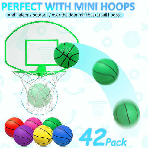 42Pcs 5" Mini Basketball Balls Bulk Set, PVC Small Basketball for Over The Door Basketball Hoop Games