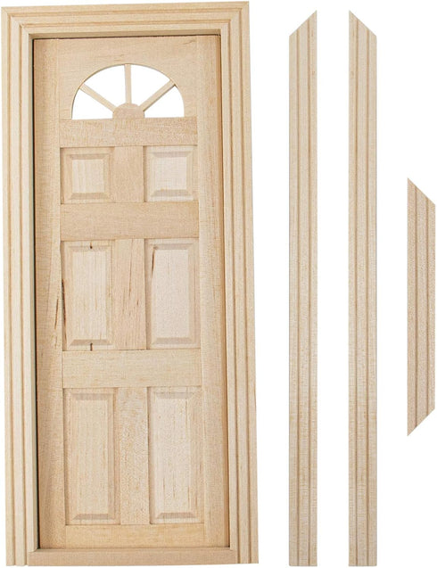 AUEAR, 1:12 Dollhouse Miniature Furniture Unpaint Wooden Doors for DIY Scene Doll Home Furniture Craft (6 Panel Style B)