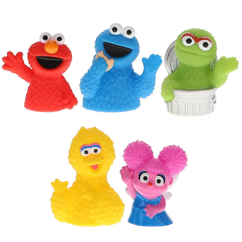 Sesame Street 5 Piece Finger Puppet Set - Educational Party Favors, Bath Toys, Floating Pool Toys
