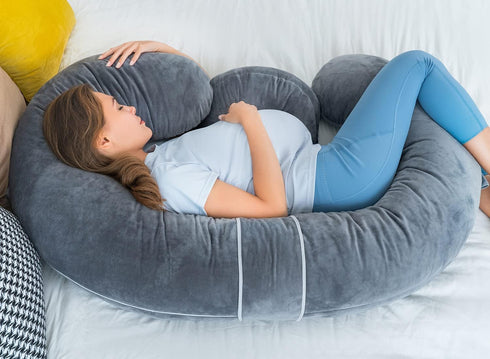 60in QUEEN ROSE Pregnancy Pillows - E Shaped Pregnancy Pillows for Sleeping, Detachable Body Pillow for Pregnant Side