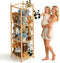PPJOKERBOY Stuffed Animal Storage Organizer, Wooden Plush Storage Tower with Elastic Cords, Space-Saving