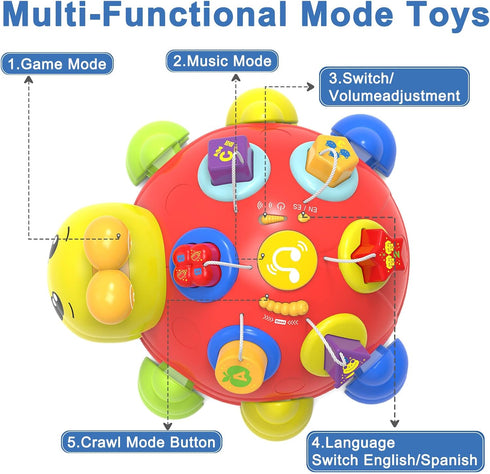 Holaxander 6-12 7 8 9 10 11 1-2 Baby Bilingual Musical Ladybug Crawling Toys,Baby Toys Months with Light-up Music