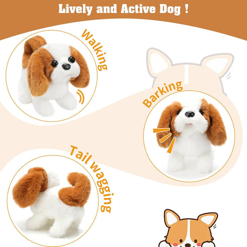 Plush Saint Bernard Toy Puppy - Electronic Interactive Dog for Kids, Walking, Barking, Tail Wagging Companion