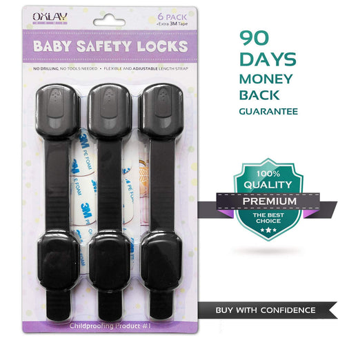 Baby Proofing Safety Cabinet Locks, Child Proof Latches for Dresser Drawer, 6 Pcs by Oxlay, Black