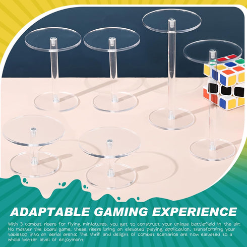 6 Pieces Flying Miniatures Acrylic Display Stand: Round Clear Flight Acrylic Stands for Tabletop RPG