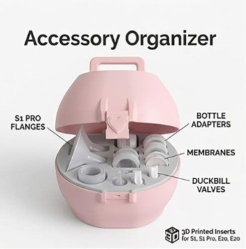 jtrcxgbh 3D S1 S1 E10 E20, Breast Pump Case with Holder Compatible with Eufy, Printed Convertible Pump Parts Organizer