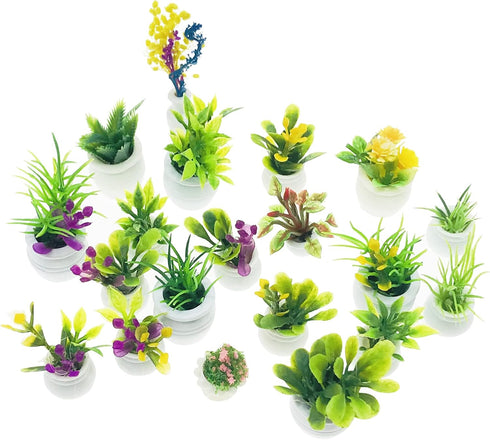 Cayway Dollhouse Plant Miniature - 20 PCS Mini Potted Plants for Dollhouse Garden Decorations
