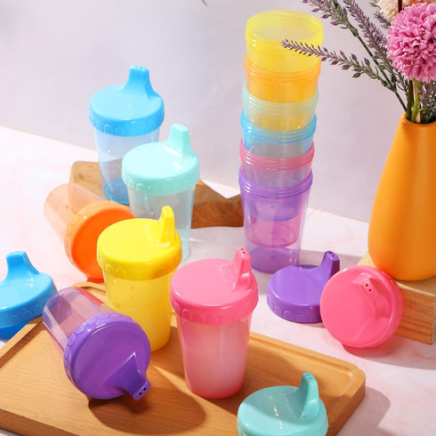 24 Pack 6.7 Oz. 1-3, 6 Mifoci Sippy Cups without Stopper for Toddlers Non-Spill Training Cups with Lids for Infant