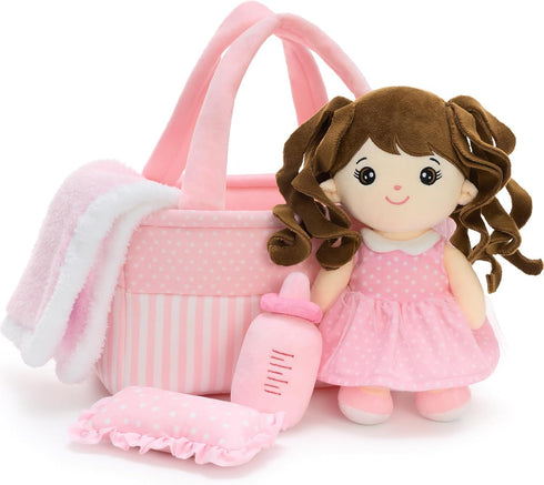 Tezituor Baby Doll Playset with Carrier Bassinet Bed,Baby Doll Accessories with Dolls,
