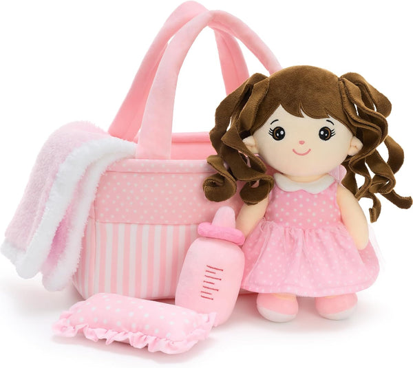 Tezituor Baby Doll Playset with Carrier Bassinet Bed,Baby Doll Accessories with Dolls,