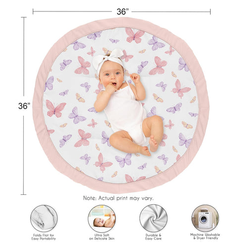 Tummy Sweet Jojo Designs Pink/Purple Shabby Chic Butterfly Girl Baby Play Mat Time Activity, Toddler Floor Infant