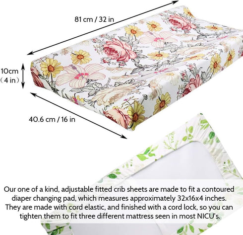 HNHUAMING Floral Crib Sheet and Changing Pad Covers