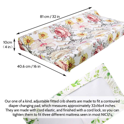 Changing Pad Cover - Diaper Baby Changing Table Covers for Girls & Boys, Soft Fitted Floral Changing Mat Cover
