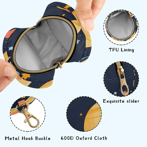 YETTASBIN Solar System Portable Pacifier Holder Case with Metal Hook Buckle & Zipper for Diaper Bag and Stroller