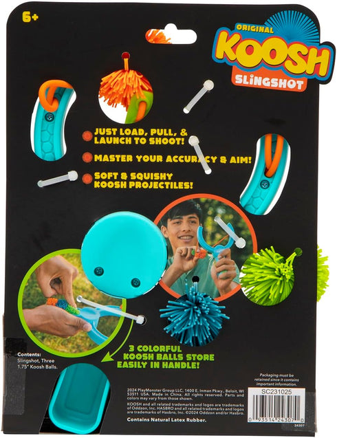 Koosh Slingshot for Kids - Comes with 3 Mini Balls, Outdoor Play Toy for Ages 6 and Up, Storage in Handle